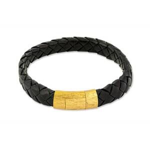 NEW TATEOSSIAN women's plated leather graffiato bracelet in black yellow gold